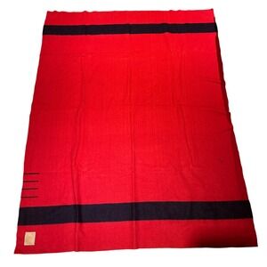 Hudson's Bay Company 4 Point Blanket 69x87 Red Black Stripe Wool Made in England